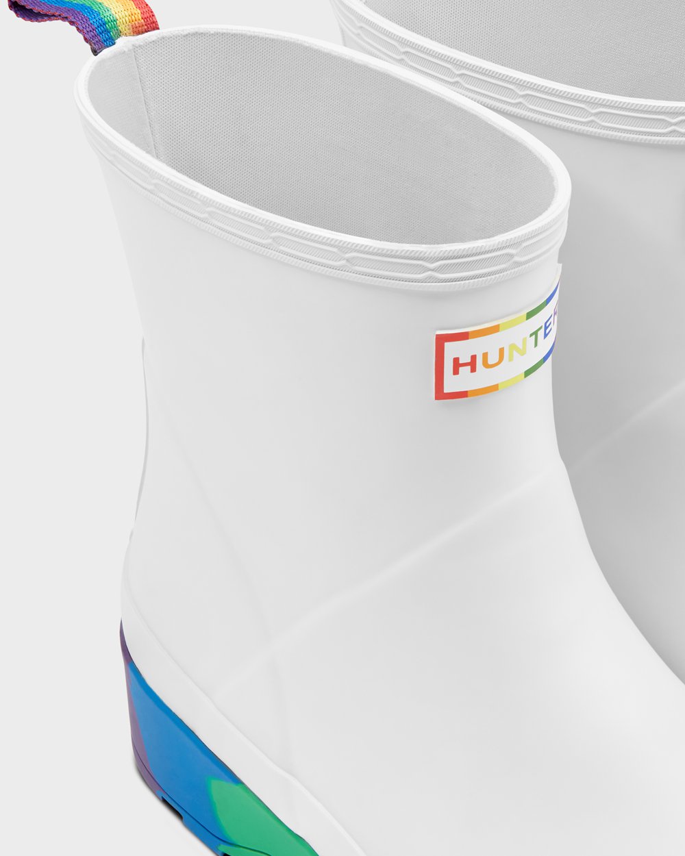 Kalosze Play Męskie - Hunter Original Pride Heeled Rain - Białe - ZXJN-73092